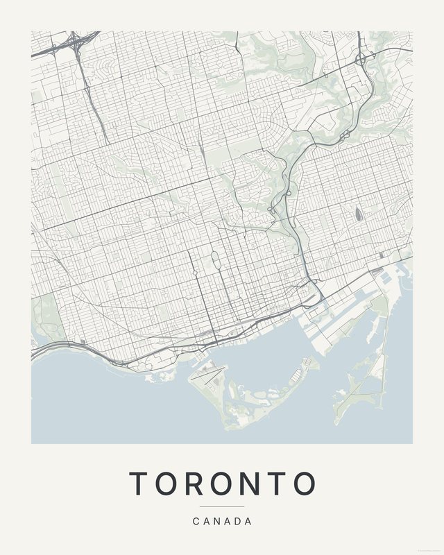 Toronto map print, Paper colorway