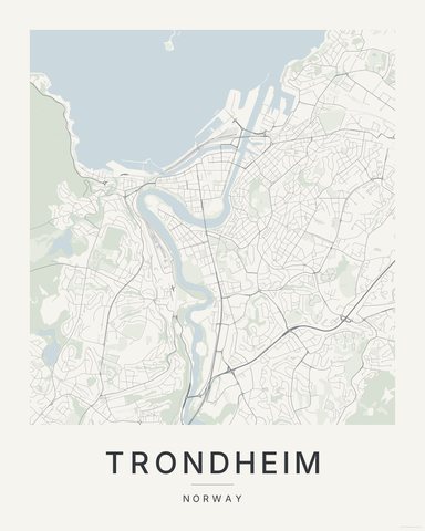 Trondheim map print, Paper colorway