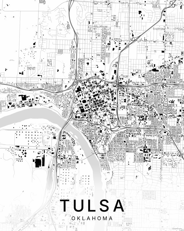 Tulsa map print, Bright colorway