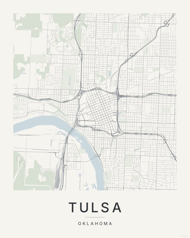 Tulsa map print, Paper colorway