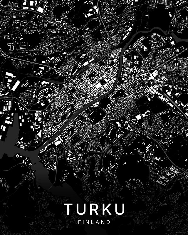 Turku map print, Dark colorway