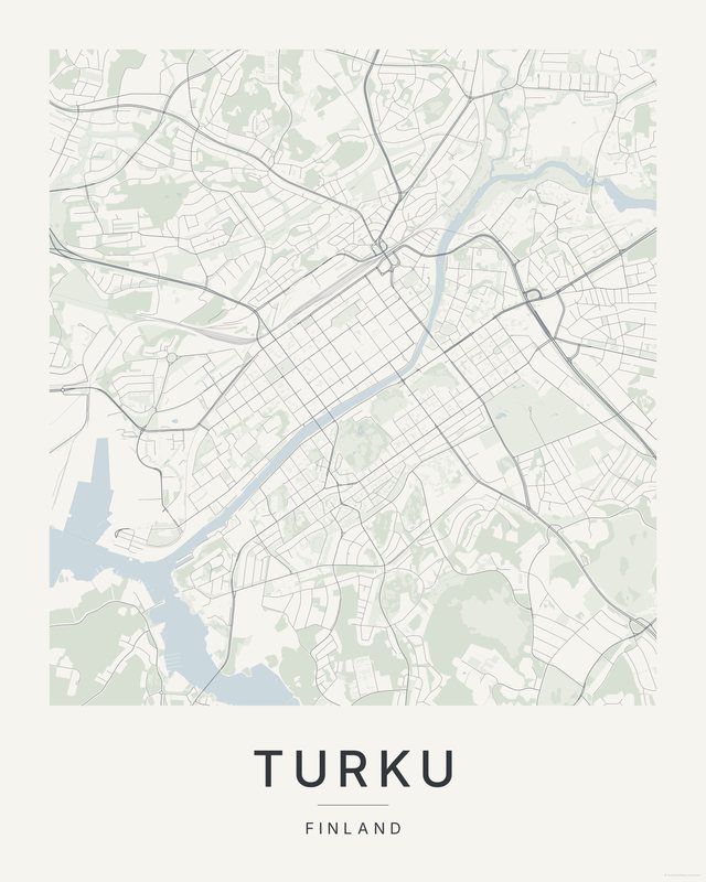 Turku map print, Paper colorway