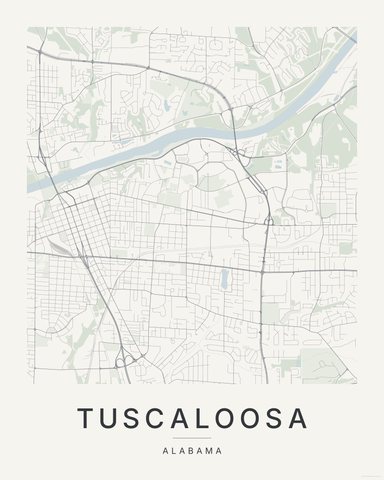 Tuscaloosa map print, first colorway