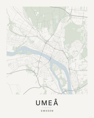Umeå map print, Paper colorway