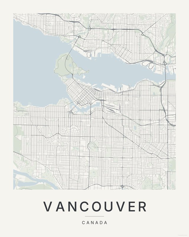 Vancouver map print, Paper colorway