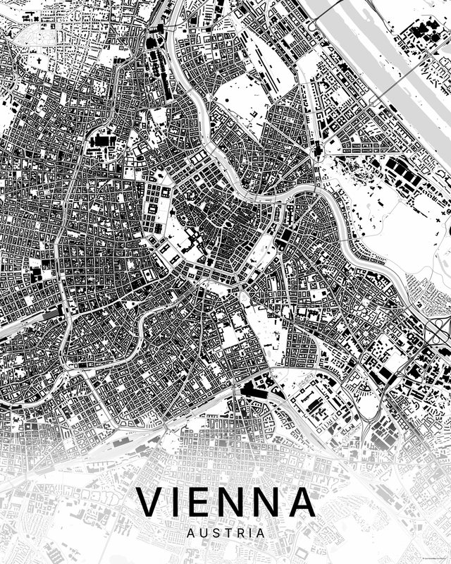 Vienna map print, Bright colorway