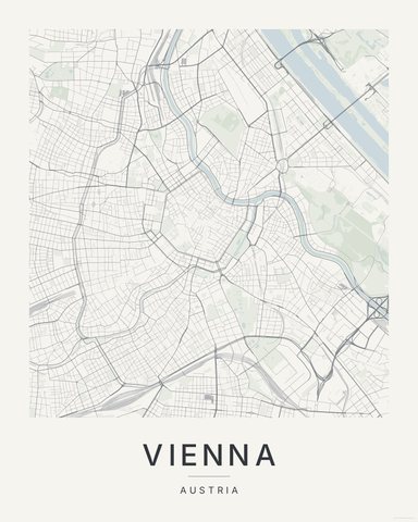 Vienna map print, Paper colorway