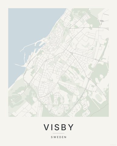 Visby map print, Paper colorway