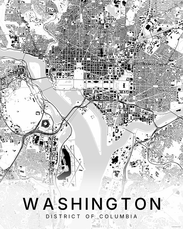 Washington map print, Bright colorway