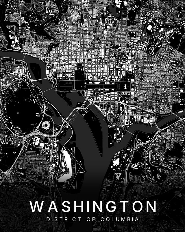 Washington map print, Dark colorway